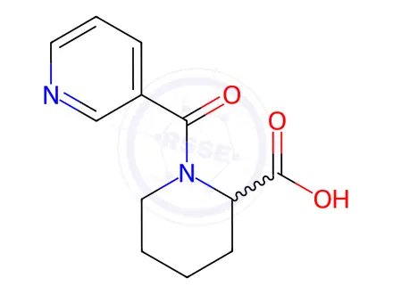 Chemical structure of 1-(pyridine-3-carbonyl)piperidine-2-carboxylic acid