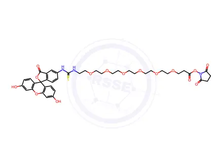 Chemical structure of Fluorescein-PEG6-NHS ester