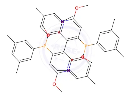 Chemical structure of 3,3'-Bipyridine, 4,4'-bis(bis(3,5-dimethylphenyl)phosphino)-2,2',6,6'-tetramethoxy-, (3R)-