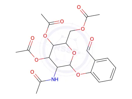 Chemical structure of 2-Formylphenyl 2-acetamido-3,4,6-tri-O-acetyl-2-deoxy-b-D-glucopyranoside
