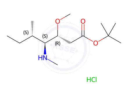 Chemical structure of (3R,4S,5S)-3-Methoxy-5-methyl-4-(methylamino)heptanoic Acid 1,1-Dimethylethyl Ester Hydrochloride