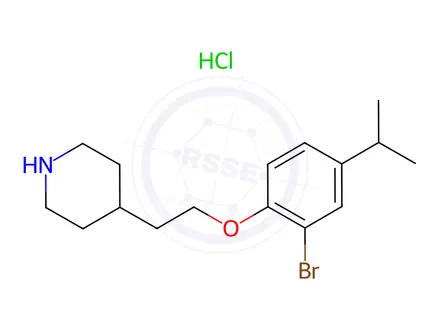 Chemical structure of 4-[2-(2-Bromo-4-isopropylphenoxy)ethyl]piperidine hydrochloride