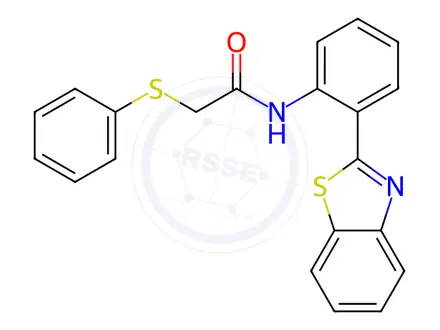 Chemical structure of N-(2-(Benzo[d]thiazol-2-yl)phenyl)-2-(phenylthio)acetamide