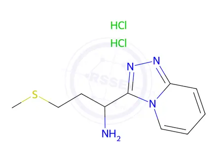 Chemical structure of 3-(Methylsulfanyl)-1-{[1,2,4]triazolo[4,3-a]pyridin-3-yl}propan-1-amine Dihydrochloride