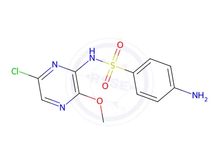 Chemical structure of 4-amino-N-(6-chloro-3-methoxypyrazin-2-yl)benzenesulfonamide