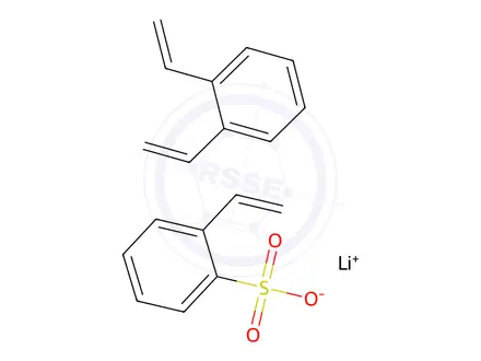 Chemical structure of Benzenesulfonic acid, ethenyl-, lithium salt, polymer with diethenylbenzene