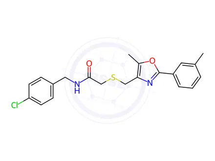 Chemical structure of Acetamide, N-[(4-chlorophenyl)methyl]-2-[[[5-methyl-2-(3-methylphenyl)-4-oxazolyl]methyl]thio]-