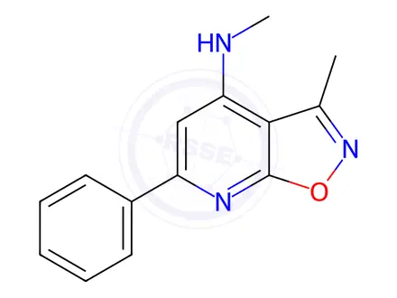 Chemical structure of N,3-Dimethyl-6-phenylisoxazolo[5,4-b]pyridin-4-amine