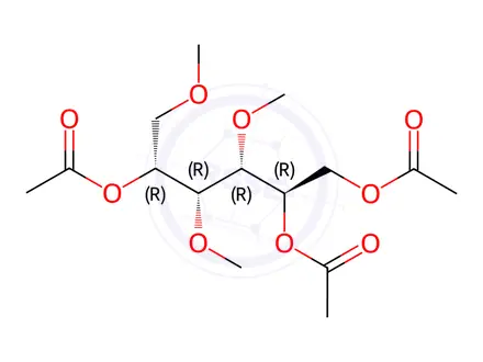 Chemical structure of Mannitol, 1,3,4-tri-O-methyl-, triacetate, D-