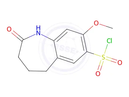 Chemical structure of 8-Methoxy-2-oxo-2,3,4,5-tetrahydro-1h-benzo[b]azepine-7-sulfonyl chloride