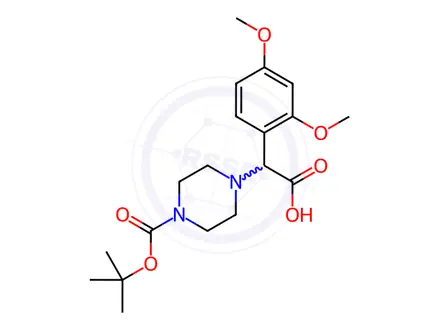 Chemical structure of 2-(4-Boc-piperazinyl)-2-(2,4-dimethoxylphenyl)acetic acid