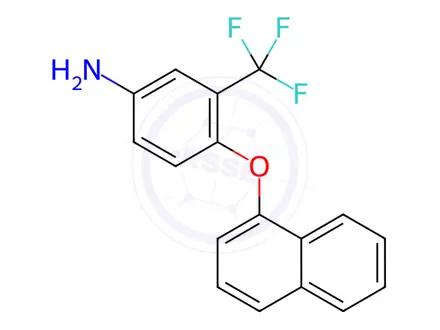 Chemical structure of 4-(1-Naphthyloxy)-3-(trifluoromethyl)aniline