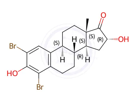 Chemical structure of 2,4-Dibromo-16α-hydroxy Estrone