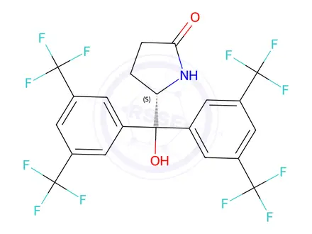 Chemical structure of (S)-5-(bis(3,5-bis(trifluoromethyl)phenyl)(hydroxy)methyl)pyrrolidin-2-one
