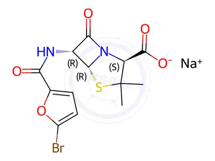 Chemical structure of 2-Bromofurylpenicillin sodium salt