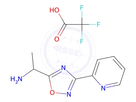 Chemical structure of 1-(3-(Pyridin-2-yl)-1,2,4-oxadiazol-5-yl)ethan-1-amine 2,2,2-trifluoroacetate