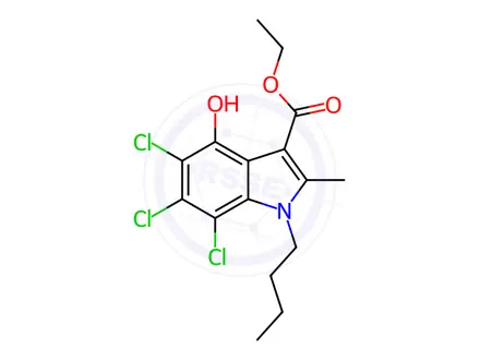 Chemical structure of Ethyl 1-butyl-5,6,7-trichloro-4-hydroxy-2-methyl-1H-indole-3-carboxylate
