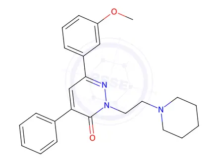 Chemical structure of 6-(3-Methoxyphenyl)-4-phenyl-2-(2-(piperidin-1-yl)ethyl)pyridazin-3(2H)-one