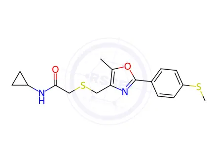 Chemical structure of Acetamide, N-cyclopropyl-2-[[[5-methyl-2-[4-(methylthio)phenyl]-4-oxazolyl]methyl]thio]-