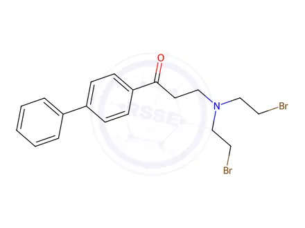 Chemical structure of 4-(3'-di(2-bromoethyl)aminopropionyl)biphenyl