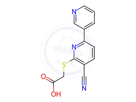 Chemical structure of [(5-cyano-2,3'-bipyridin-6-yl)thio]acetic acid