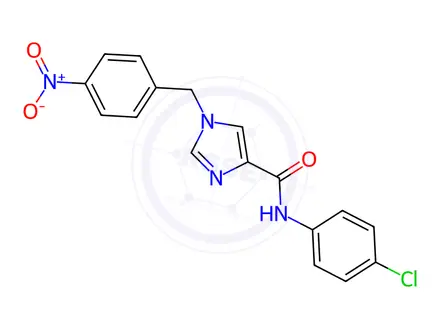 Chemical structure of N-(4-chlorophenyl)-1-(4-nitrobenzyl)-1H-imidazole-4-carboxamide