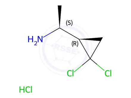 Chemical structure of (S)-1-((R)-2,2-dichlorocyclopropyl)ethan-1-amine hydrochloride