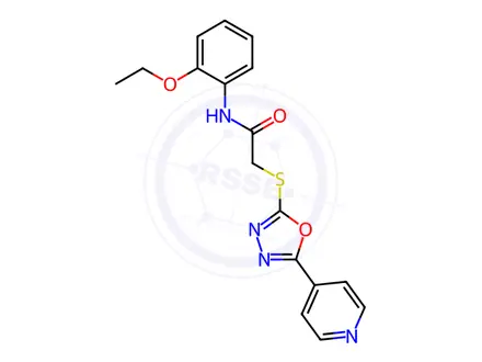Chemical structure of N-(2-Ethoxyphenyl)-2-((5-(pyridin-4-yl)-1,3,4-oxadiazol-2-yl)thio)acetamide