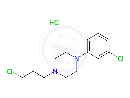 Chemical structure of 1-(3-Chlorophenyl)-4-(3-chloropropyl)piperazine hydrochloride