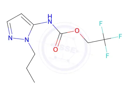Chemical structure of 2,2,2-trifluoroethyl N-(2-propyl-2,3-dihydro-1H-pyrazol-3-ylidene)carbamate