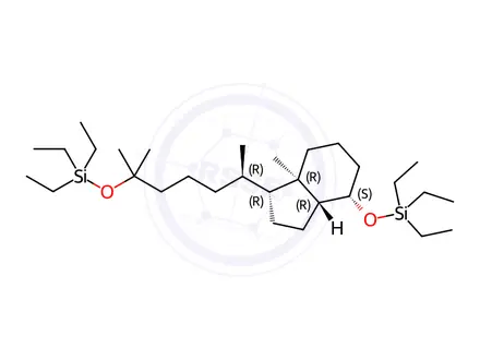 Chemical structure of 1H-Indene, 1-[(1R)-1,5-dimethyl-5-[(triethylsilyl)oxy]hexyl]octahydro-7a-methyl-4-[(triethylsilyl)oxy]-, (1R,3aR,4S,7aR)-