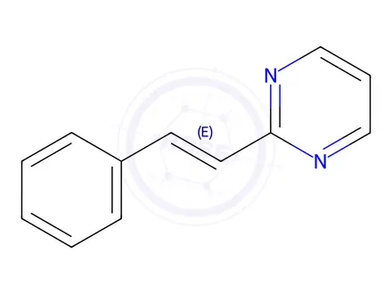 Chemical structure of Pyrimidine, 2-[(1E)-2-phenylethenyl]-(9CI)