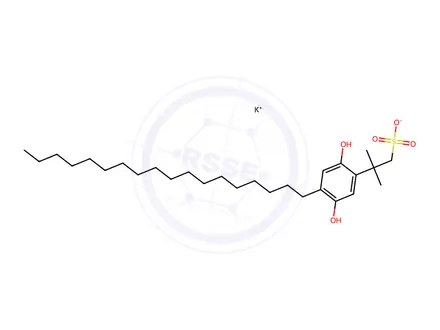 Chemical structure of potassium 2-(2,5-dihydroxy-4-octadecylphenyl)-2-methylpropanesulphonate