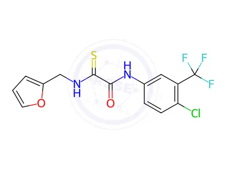 Chemical structure of N-[4-Chloro-3-(trifluoromethyl)phenyl]-1-{[(furan-2-yl)methyl]carbamothioyl}formamide