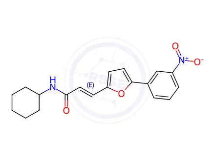 Chemical structure of N-Cyclohexyl-3-(5-(3-nitrophenyl)furan-2-yl)acrylamide