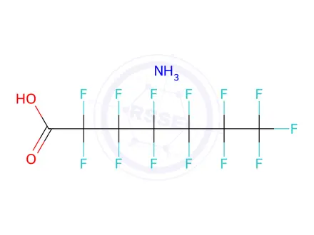 Chemical structure of Ammonium Perfluoroheptanoate