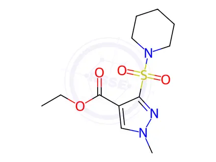 Chemical structure of Ethyl 1-methyl-3-(piperidin-1-ylsulfonyl)-1H-pyrazole-4-carboxylate