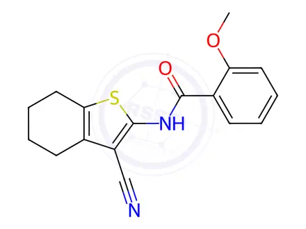 Chemical structure of N-(3-Cyano-4,5,6,7-tetrahydrobenzo[b]thiophen-2-yl)-2-methoxybenzamide