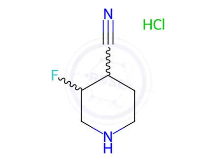 Chemical structure of 3-fluoropiperidine-4-carbonitrile hydrochloride