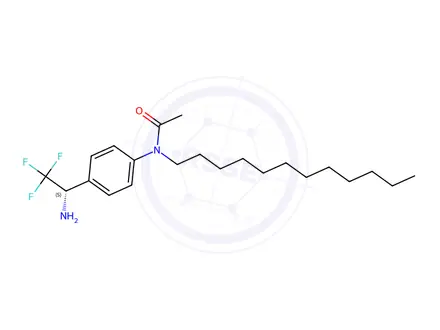 Chemical structure of (S)-N-(4-(1-Amino-2,2,2-trifluoroethyl)phenyl)-N-dodecylacetamide