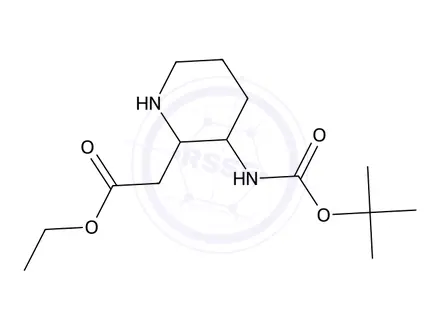 Chemical structure of Ethyl 2-(3-((tert-butoxycarbonyl)amino)piperidin-2-yl)acetate