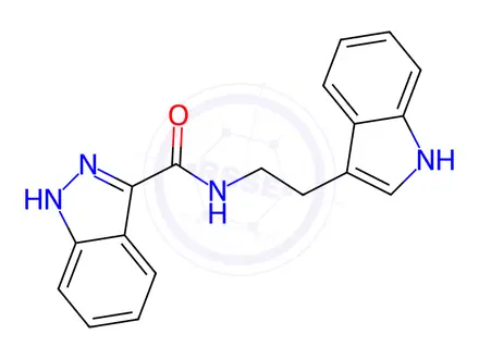 Chemical structure of N-[2-(1H-indol-3-yl)ethyl]-1H-indazole-3-carboxamide
