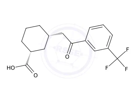 Chemical structure of cis-3-[2-Oxo-2-(3-trifluoromethylphenyl)-ethyl]cyclohexane-1-carboxylic acid