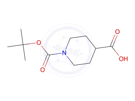 Chemical structure of 1-(tert-butoxycarbonyl)piperidine-4-carboxylic acid