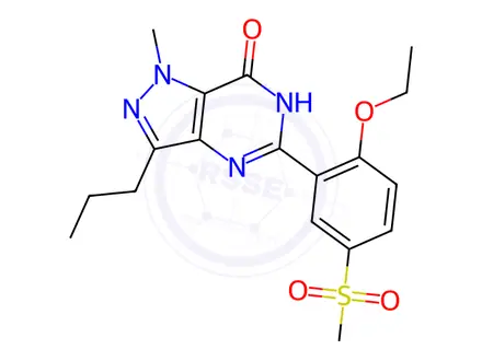 Chemical structure of 7H-Pyrazolo[4,3-d]pyrimidin-7-one, 5-[2-ethoxy-5-(methylsulfonyl)phenyl]-1,6-dihydro-1-methyl-3-propyl-
