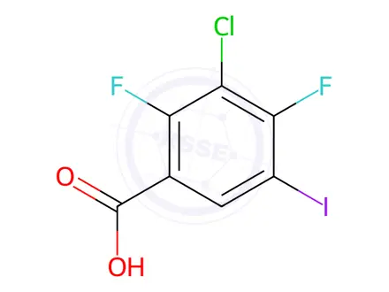 Chemical structure of Benzoic acid, 3-chloro-2,4-difluoro-5-iodo-