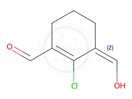 Chemical structure of 2-Chloro-3-(hydroxymethylene)-1-cyclohexenecarbaldehyde