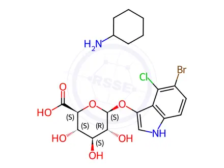 Chemical structure of 5-Bromo-4-chloro-3-indolyl β-D-glucuronide cyclohexylammonium salt