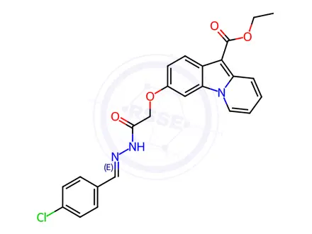 Chemical structure of Ethyl 3-[2-[2-[(4-chlorophenyl)methylidene]hydrazinyl]-2-oxoethoxy]pyrido[1,2-a]indole-10-carboxylate