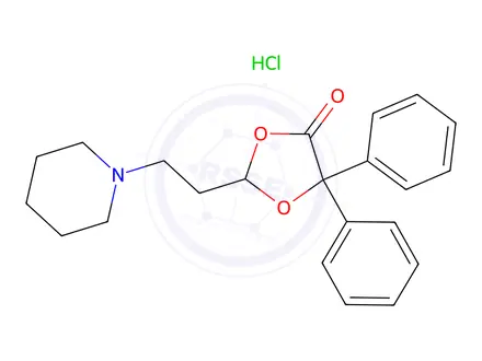 Chemical structure of 5,5-Diphenyl-2-(2-(piperidin-1-yl)ethyl)-1,3-dioxolan-4-one hydrochloride